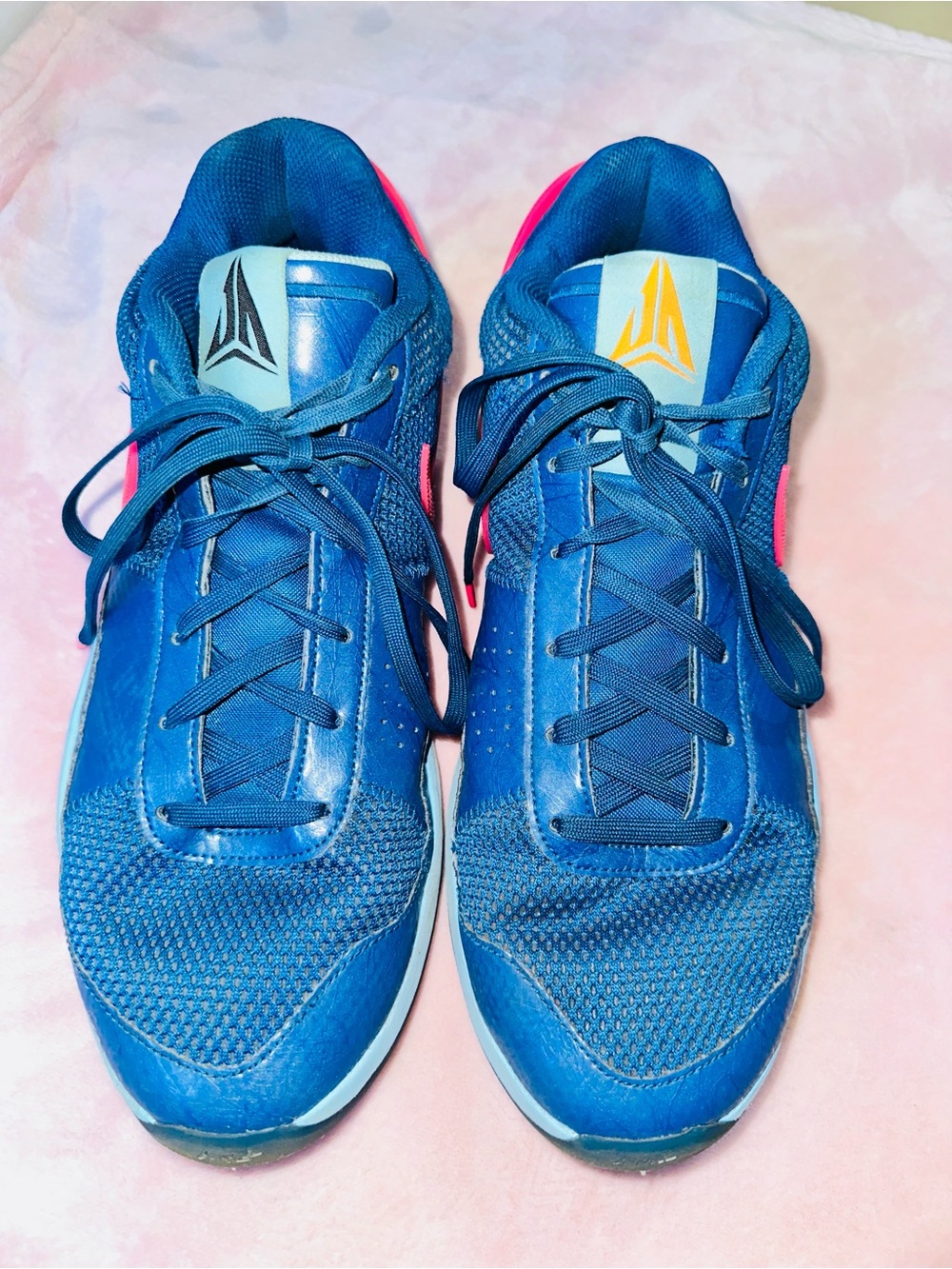 Nike Men's Blue Athletic Sneakers with Pink Accent